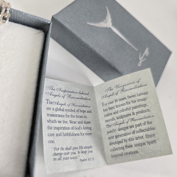 Stylish Sterling Silver 925 Angel Guardian Pendant Necklace - Picture 5 of 11